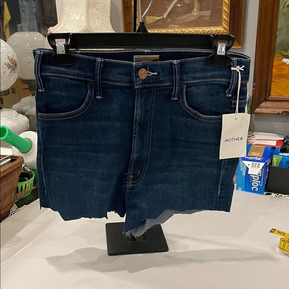 MOTHER Pants - MOTHER Dark Blue Denim Cutoff Shorts size 27 NWT